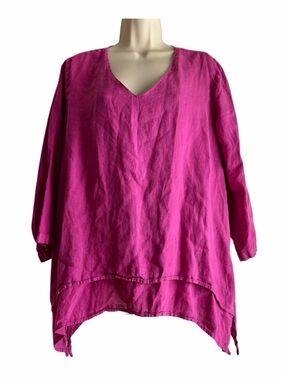 La Fixsun Linen V Neck Double Layer Top